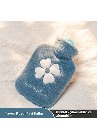 Peluş Su Dolu El Isıtıcı Çanta-mavi 1000ml