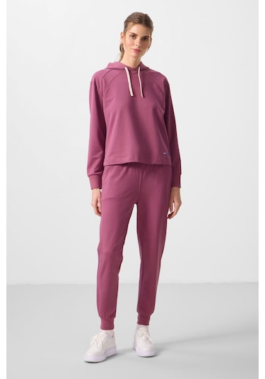 Soft Vişne Kapüşonlu Oversize Kadın Eşofman Takım - 95336 Soft Vişne/soft Vişne