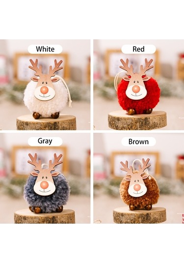 Fortunelane Kahverengi Yün Ahşap Geyik Şekilli Noel Ağaç Çiçeği, İç/dış Dekorasyon, Sevimli Stiliyle Noel Atmosferi Yaratır - 1 A Kahverengi