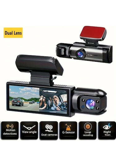 Xuweiwei Dual Kamera Araba Kamerası 1080p On 480p Iç Görüş Ir Gece Görüşü Döngü Kayıt M8 32g Card