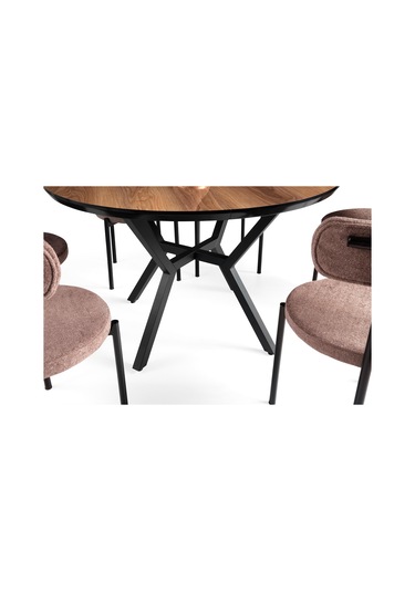 Roza Alfa Yuvarlak Highgloss Mutfak Masa Sandalye Takımı 120cm