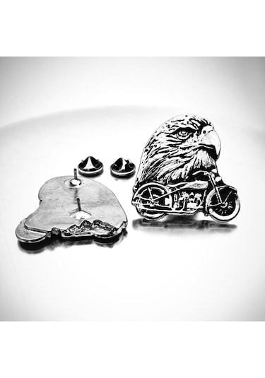 Kartal Chopper Motorcu Rozeti Gümüş