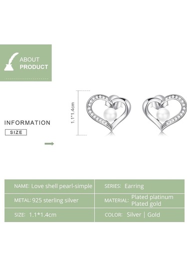 Bamoer Yeni Gelenler 925 Ayar Gümüş Aşk Kabuğu İnci Saplama Küpeler Temizle Cz İle Kadınlar İçin Güzel Takı Yıldönümü Hediyesi A