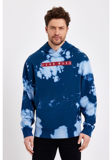 Jahr Marc Oversize Mavi Batik Yıkamalı Sweatshirt Mavi
