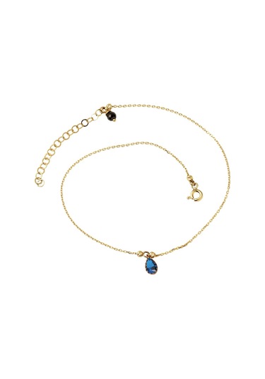 Lacivert Taşlı 14 Ayar Altın Halhal 14NMHL04