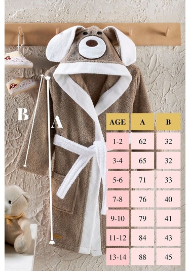 Formeya Kapşonlu Çocuk Bornoz %100 Pamuk Su Emici Köpek Figürlü Kahverengi