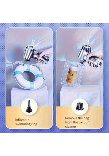 Honeybeeshop Gümüşi Kablosuz Vakum Temizleyici Çok Fonksiyonlu Güçlü Emiş Üfleme Toz Toplayıcı