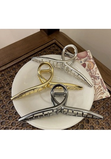 Gümüş Renk 11 Cm Büyük Boy Metal Mandal Saç Tokası Güçlü Ve Şık Gümüş