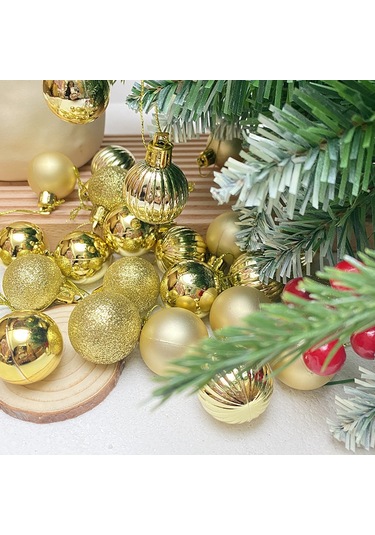 Yaozixa Noel Dekorasyonu: 3cm Bronz Kabak Şeklinde Çelik Ayna Yuvarlak Plastik Toplar, 24 Adet, Alışveriş Merkezi Tavanı Ve Noel Ağacı Süsü