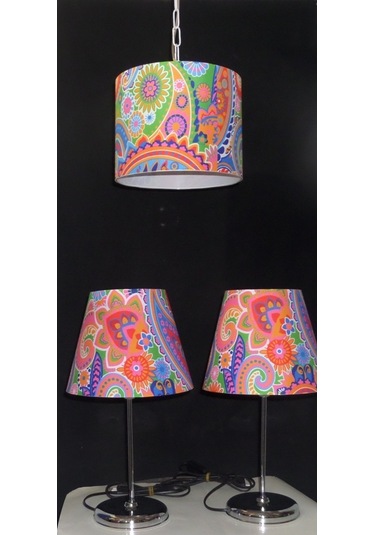 Yatak Odası Avize Abajur Seti Metal Krom Ayaklı