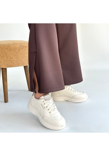 Yejja Bej Cilt Bağcıklı Spor Ayakkabı Çok Renkli