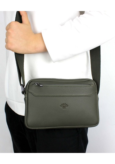 Unisex Haki Renk Orta Boy Askılı Postacı Omuz Çantası Haki