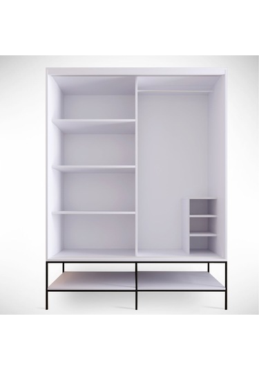Pasific Home Martin 2 Kapaklı Sürgülü Gardırop Elbise Dolabı Parlak Beyaz 150 CM