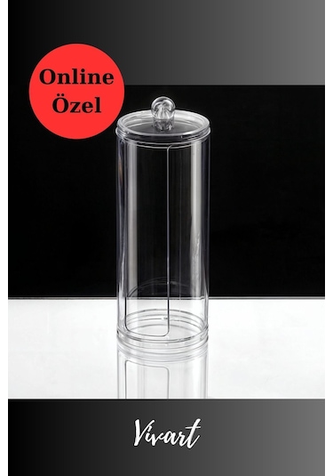 Vivart Makyaj Temizleme Disk Pamukluk Organizer Şeffaf Beyaz