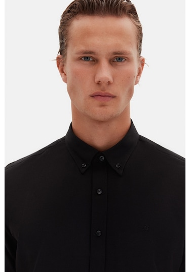 Ds Damat Slim Fit Siyah Oxford Düğmeli Yaka Kolay Ütülenebilir Nakış Detaylı Pamuklu Gömlek 4hc02ort03265 001 Ds Damat Slim Fit Siyah Oxford Düğmeli Yaka Kolay Ütülenebilir Nakış Detaylı Pamuklu Gömlek 4hc02ort03265 001