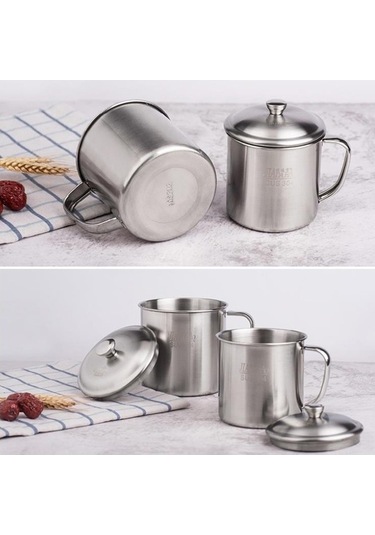 Ganzhoushop Yetişkin Suyu Sones Saplı Paslanmaz Kapaklı Kalın İçme Ev Ekstra Çocuk Çelik Bardak Bardağı Ağız Adet 5 304 11cm Sr Termos Özellikli Diğer