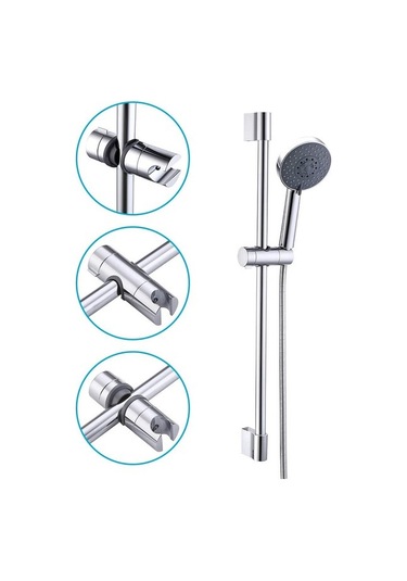 Primepickings 18-25mm Duş Rayı Slayt Banyo Duş Odası Duş Başlığı Abs Plastik Tutucu Braketi 360 Derece D 2 Katlı Gri