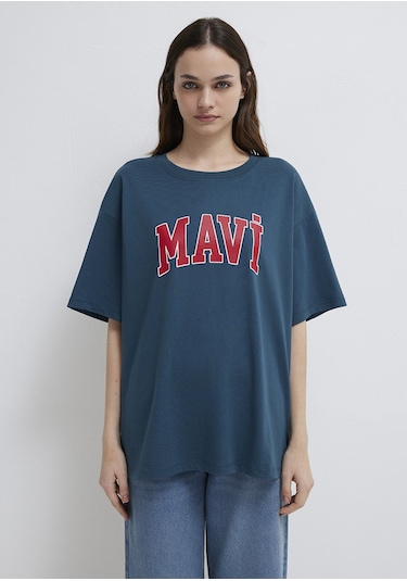 Mavi - Mavi Logo Baskılı Mavi Tişört 1600843-70771 Mavi