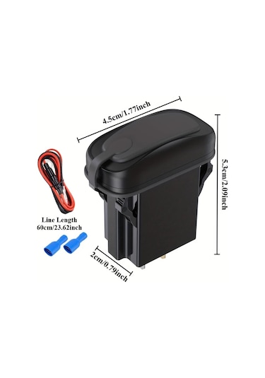 Xuweiwei Siyah Zunvmms Usb Araç Şarj Cihazı, Çift Qc 3.0 Ve Pd Hızlı Şarj, Mavi Işık Ekranı, 12v/24v Uyumlu