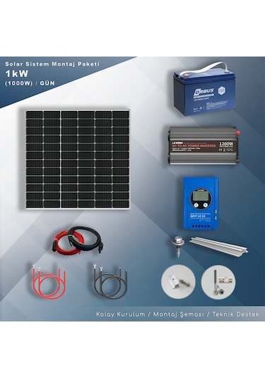 Matech 1 kW Solar Paket Sistem (1000W/Gün)