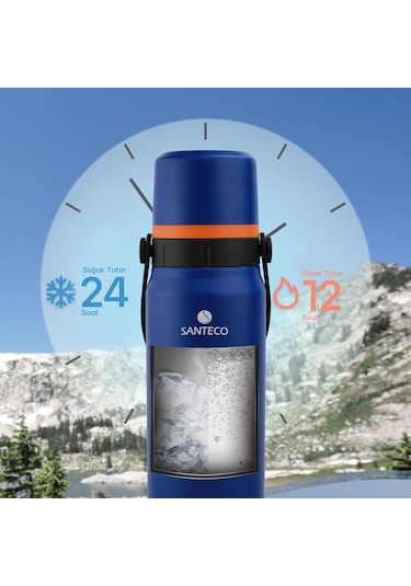 Schafer Santeco Çelik Termos 1200 Ml Mavi