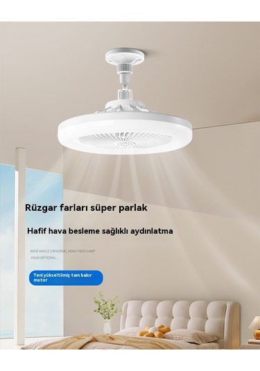Küçük Fan Işığı Görünmez Yatak Odası Fan Avize 50w