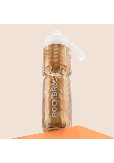 Rockbros Bt65-1 670Ml Pp5+Silikon Yalıtımlı Su Şişesi Bisiklet Sıkma Tip Su Bardağı Bpa Içermez Fda Sertifikası Yok - Turuncu