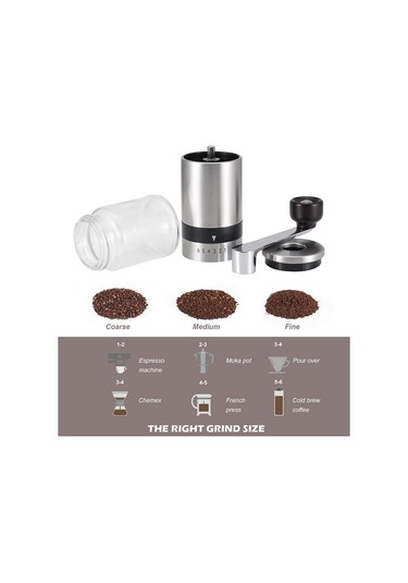 Manuel Kahve Öğütücü - Seramik Çapaklı El Kahve Değirmeni 6 Ayarlanabilir Ayar - Taşınabilir El Krank Düz , Kahve Değirmeni