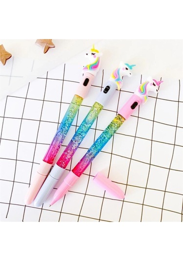Kokulu Çikolata Defter Ve Unicorn Temalı Işıklı Sulu Pullu Kalem
