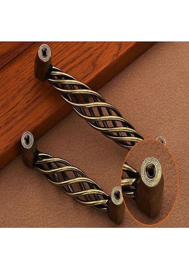 4x Vintage İçi Boş Mutfak Kapı Kolları Kullanışlı Dolaplar İçin Düğmeli - Bronz/128mm