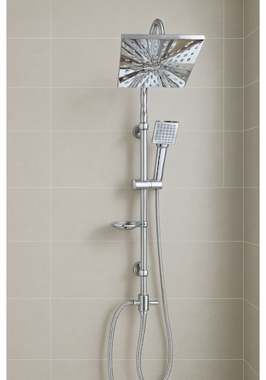 Rudi Armatür Krom Kristal Pirinç Malzeme Robot Duş Seti Gri