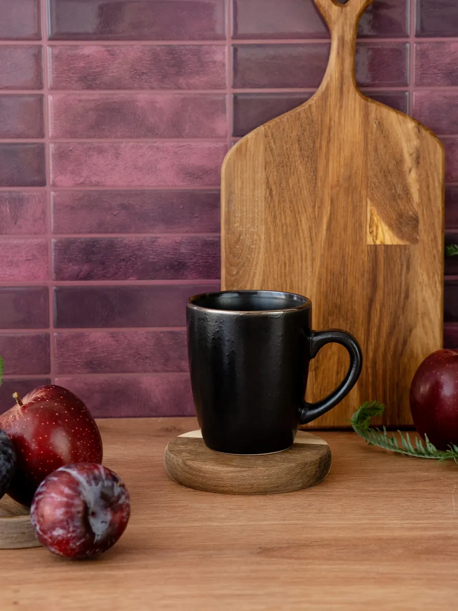 Korall Elite Black Çiftlü 350ml Seramik Çift Çay Bardağı Seti 37237170 Siyah