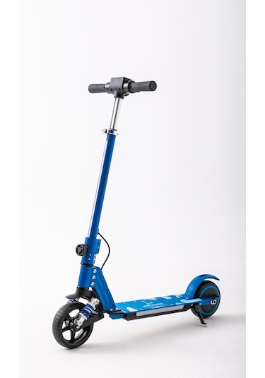 Mini Bonito Çocuk Katlanabilir, Led Işıklı, Amortisörlü Elektrikli Scooter Ayarlanabilir Direksiyonlu Dizlik Ve Dirseklik Hediyedir Mavi