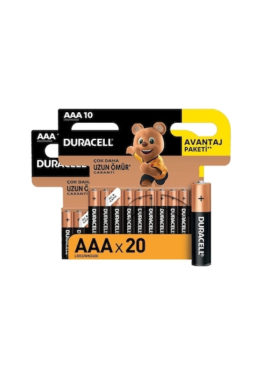 Duracell LR03/MN2400 Alkalin AAA İnce Kalem Pil 20'li