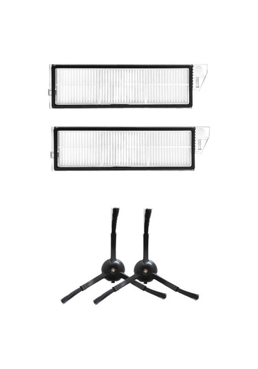 Roborock S8 Maxv Ultra Uyumlu 2 Adet Filtre 2 Adet Yan Fırça Siyah