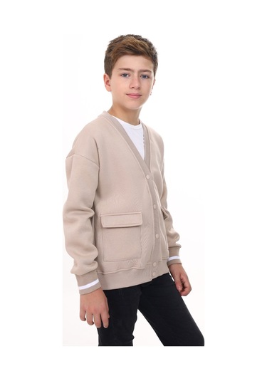 Toontoy Erkek Çocuk Baskılı Hırka Bej