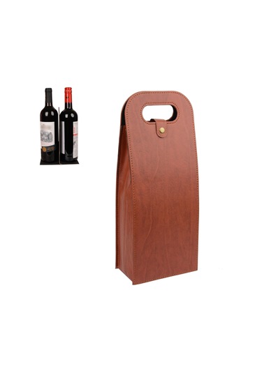 Kangvka İki Şişe Taşıma, Pu Deri, Taşınabilir, Kırılmaya Dayanıklı, Piknik Ve Özel Günler İçin Sarımsak Çantası Çok Renkli