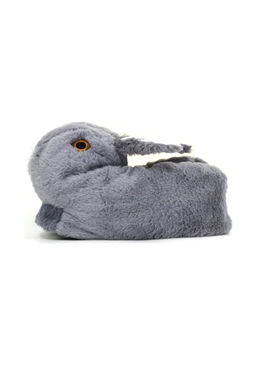 Riva Tavşan Figürlü Peluş Panduf Ev Pandufu Unisex Füme