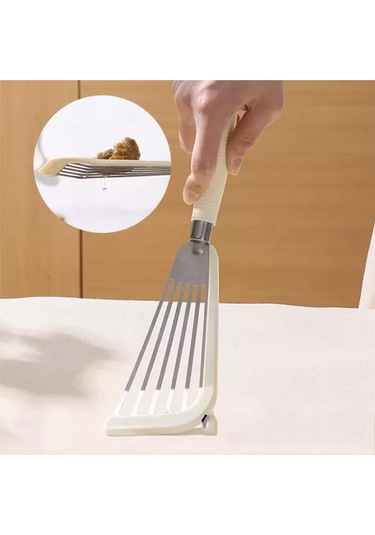 Stil'nyj İ Udobnyj Dom Çatal Silikon Ve Çelikten Yapılmış Mutfak Spatulası, Çiziklerden Koruma 175162415 Beyaz