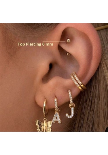 Heppii 6 Mm Cerrahi Çelik Gold Renkli İki Ucu Top Piercing Tragus Helix