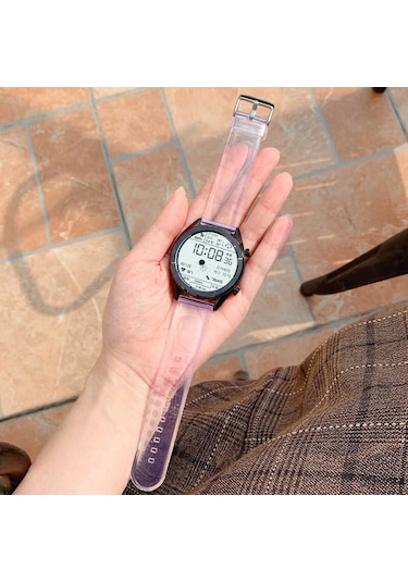 Kilifone - Samsung Watch 42mm Uyumlu - Kordon Şeffaf Silikon Kordon Krd-13 - Şeffaf