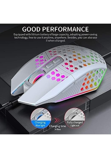 Kablosuz Oyun Faresi, Hafif, Şarj Edilebilir Usb Fare, 8 Düğme, Masaüstüne Dönüş Düğmesi, 3 Ayarlanabilir Dpı Seviyesi, Bilgisayar Pc İçin 4 Mod