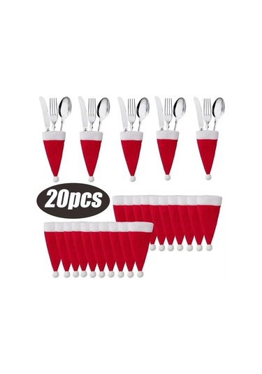 Merry Christmas Dekorasyon 2023 Noel Sofra Çanta Tutucu Noel Şapka Çatal Bıçak Çatal Çanta Noel Süs Dekor 10