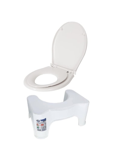 Saban Yetişkin Ve Çocuk Klozet Kapağı & Klozet Taburesi Beyaz