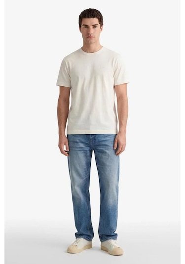 Gant Erkek Krem Bisiklet Yaka Regular Fit T-shirt-14839
