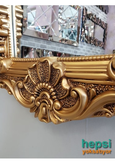 Klasik Model Altın Renk Varaklı Boy Aynası Altın