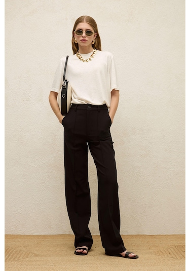 Manuka Önden Dikişli Straıght Pantolon Siyah