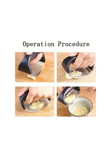Eastmeeetwest--1pc Paslanmaz Çelik Sarımsak Ezici - Manuel Sarımsak Öğütücü Ve Kırıcı, Güç Gerekmez, Metal Yapı, Yurtlar Ve Ev Kullanımı İçin Temel Mutfak Aparatı Siyah