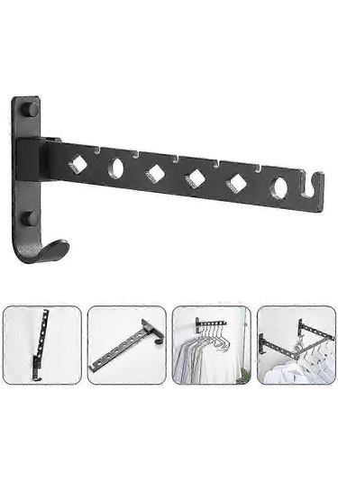 Ganzhoushop Şık Duvara Monte Çamaşır Kurutma Askısı - 30x13cm Siyah Çok Renkli