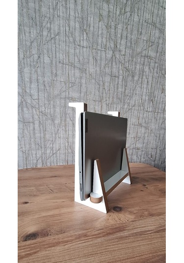 Ahşap Laptop Yükseltici, Standı Tüm Modellerle Uyumlu Beyaz Mdf